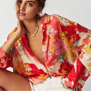 Free People Floral Button-down Tyler Shirt by Spell